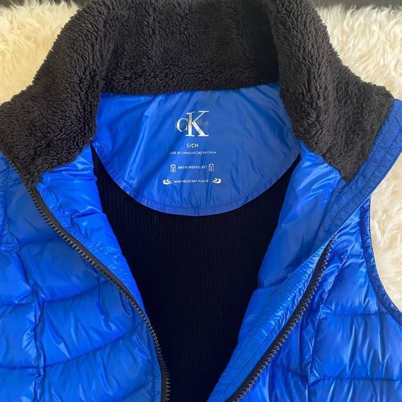 Calvin Klein puffer vest Black and Royal Blue with Down fill size S - Picture 4 of 11